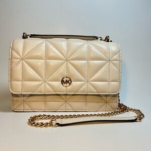 Michael Kors Cream Quilted Crossbody Bag